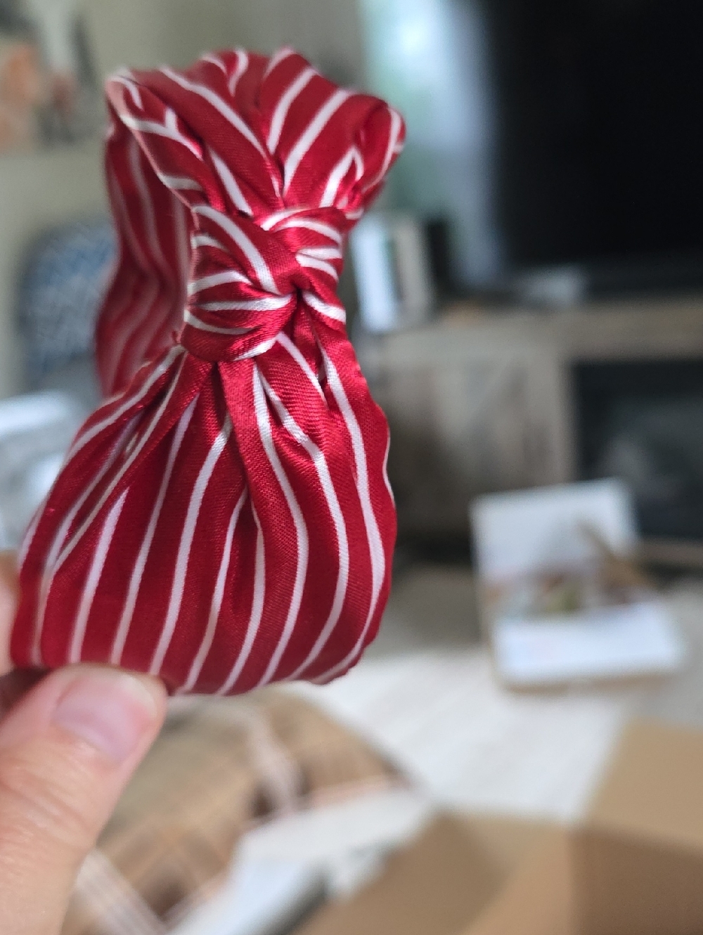 Red & White Striped Knot Headband